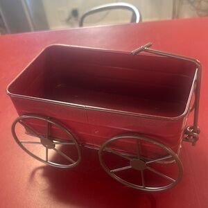 Red Metal Wagon Planter